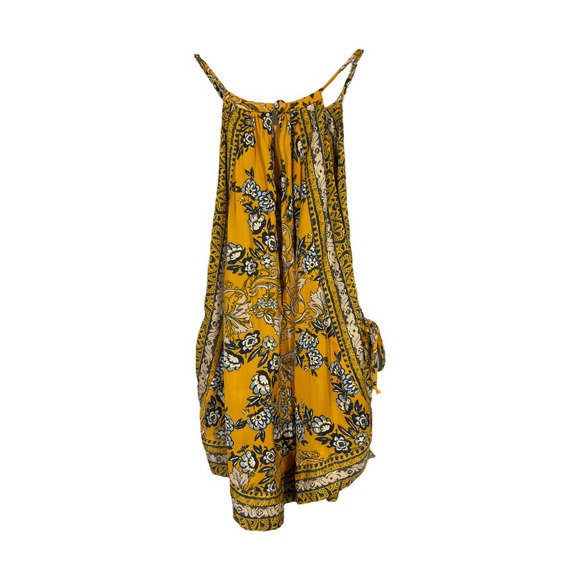 Free People Sofia Printed Halter Top Large Yellow Paisley Scarf Boho Festival - Picture 8 of 10